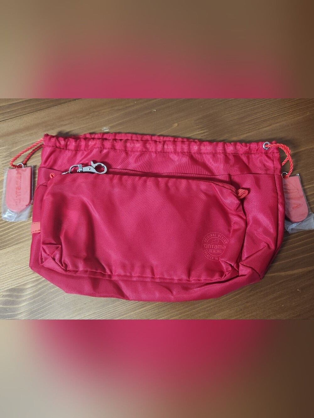 Tintamar France VIP One Makeup Bag Organizer Waterproof Nylon Red Drawstring